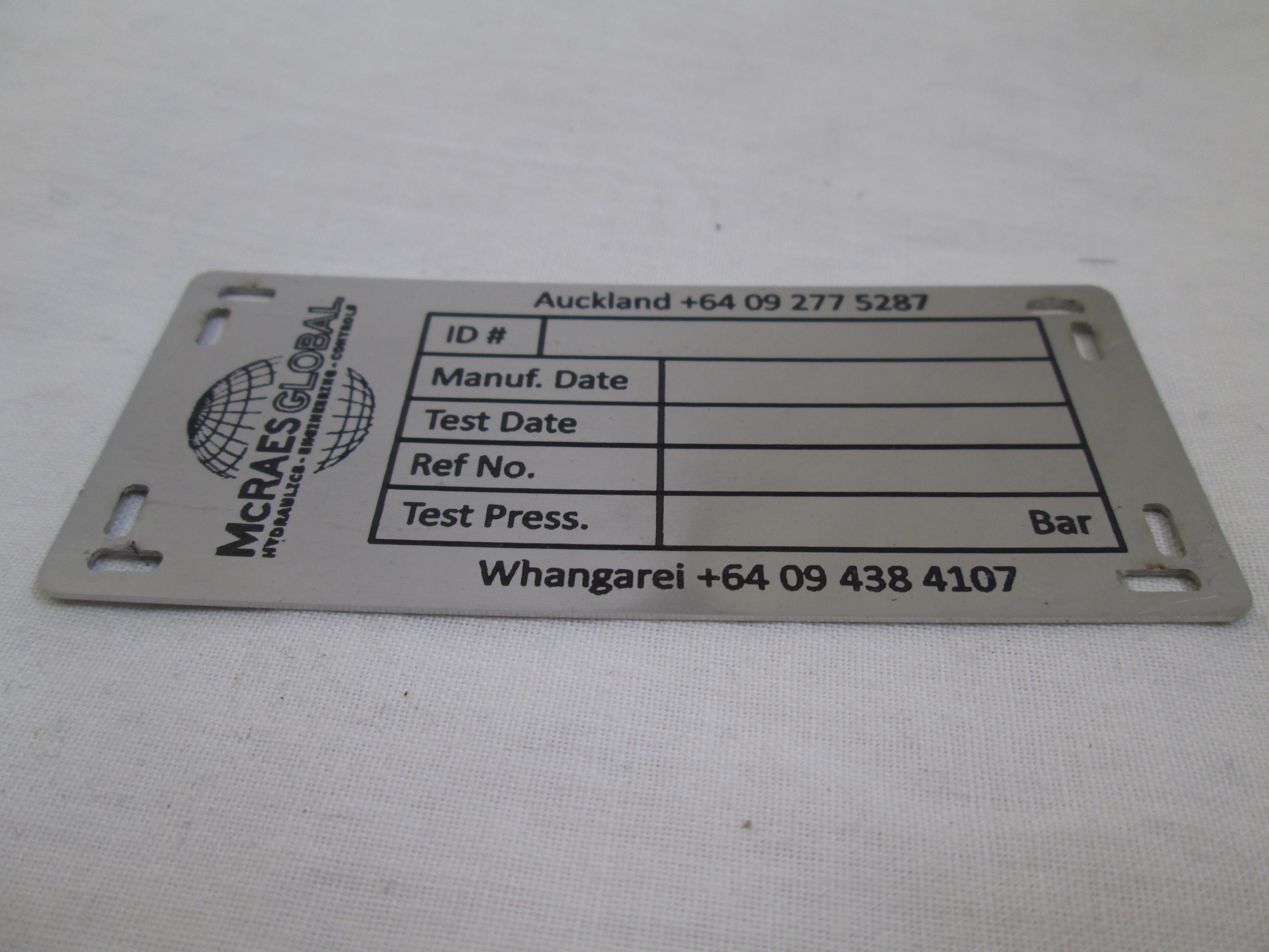 Cat 3.3 Laser engraved stainless label
